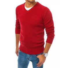 Dstreet Pánsky spoločenský sveter CITY červená wx1725 XL
