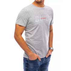 Dstreet Pánske tričko s potlačou BUILT svetlo šedé rx4726 XL