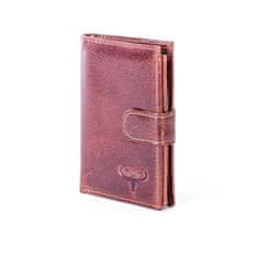 BUFFALO Hnedá kožená peňaženka s reliéfom a zapínaním na gombíky CE-PR-N890L-VTU.77_281618 Univerzálne