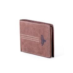 BUFFALO Hnedá kožená peňaženka s emblémom a prešívaním CE-PR-N992-H-3.87_281623 Univerzálne