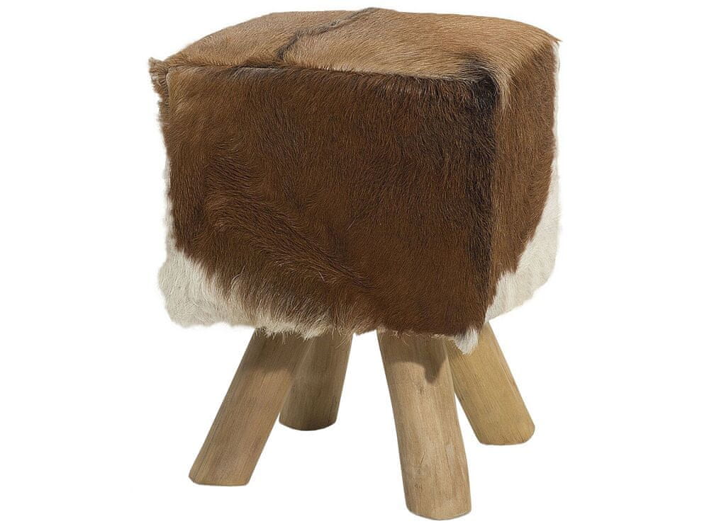 Beliani Štýlová stolička z tíkového dreva v jahňacej koži DALTON