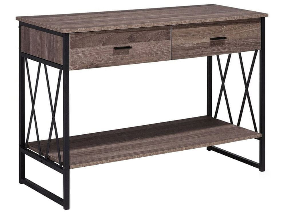 Beliani Konzolový stolík s 2 zásuvkami sivohnedé drevo/čierna AYDEN