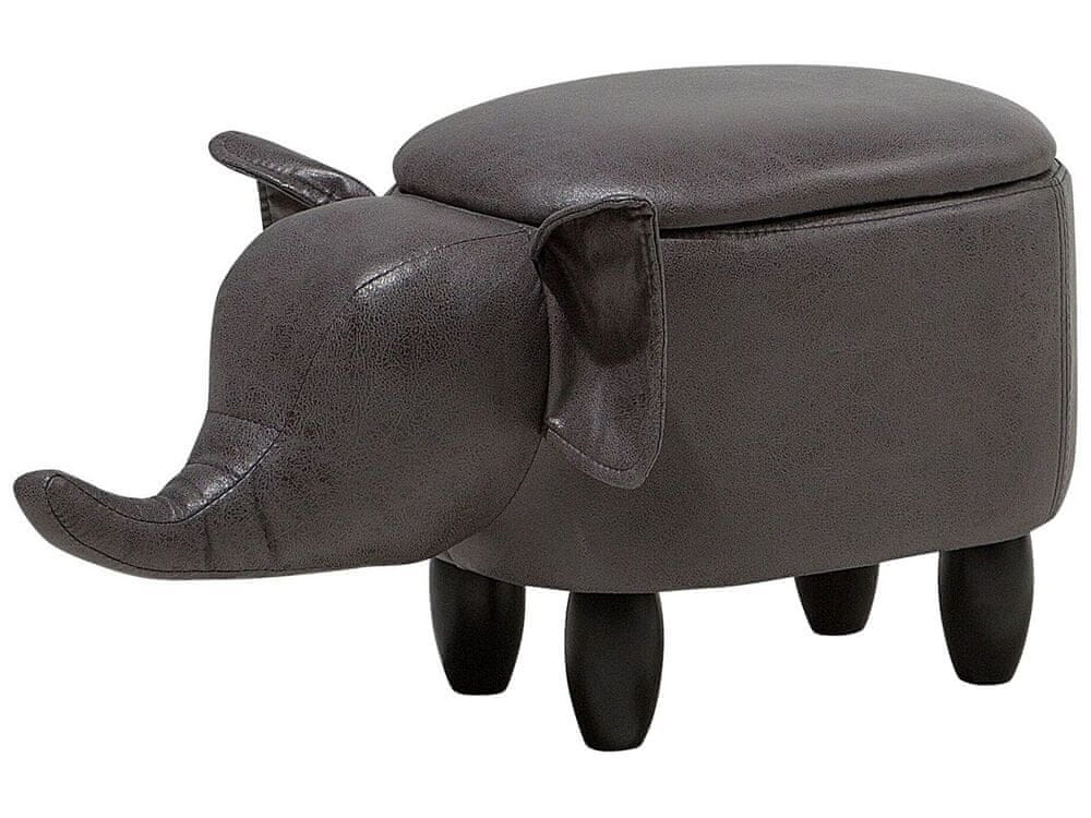 Beliani Tmavosivá stolička slon z umelej kože ELEPHANT