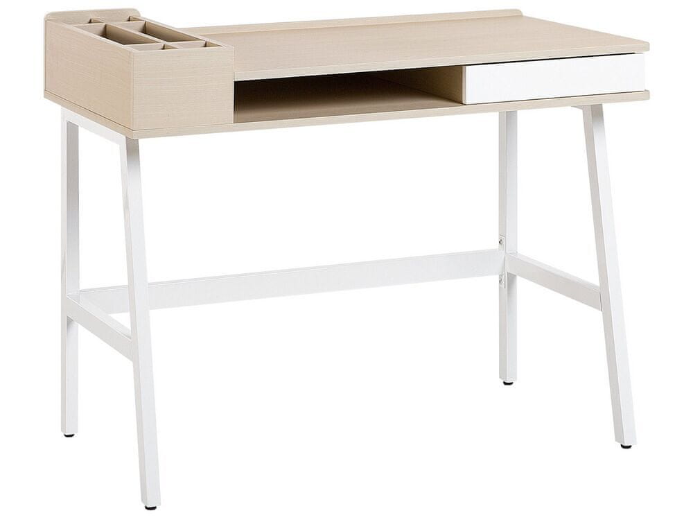 Beliani Písací stôl 100 x 55 cm biela prírodná PARAMARIBO