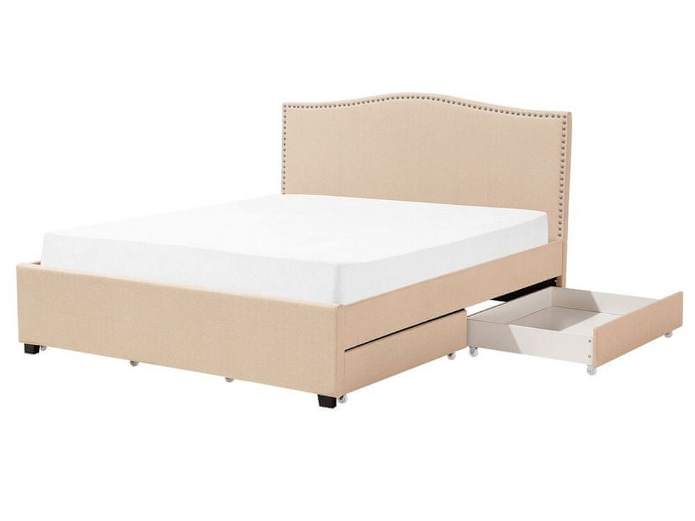 Beliani Čalúnená posteľ s úložným priestorom 180 x 200 cm béžová MONTPELLIER