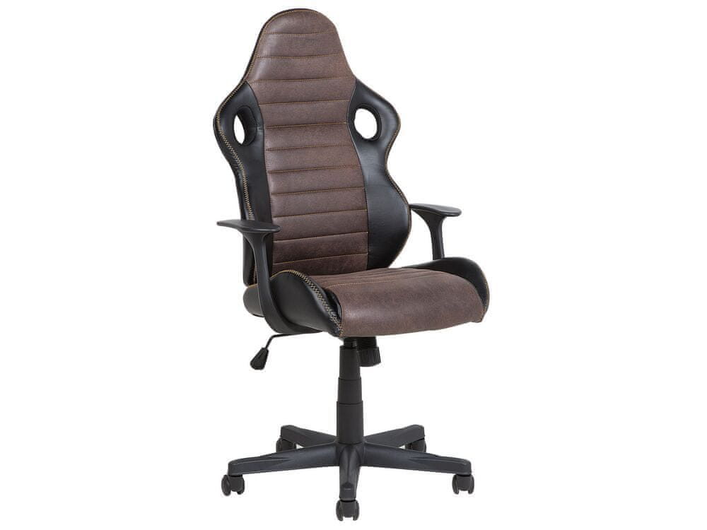 Beliani Kancelárska stolička čierna a hnedá výškovo nastaviteľná SUPREME