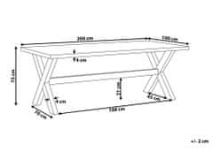 Beliani Záhradný betónový stôl 200 x 100 cm biela/svetlé drevo OLBIA