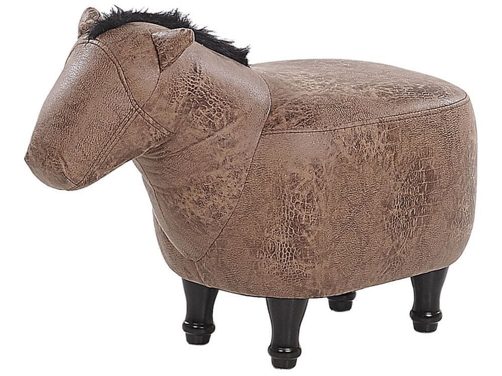 Beliani Zvieracia stolička hnedá z umelej kože HORSE