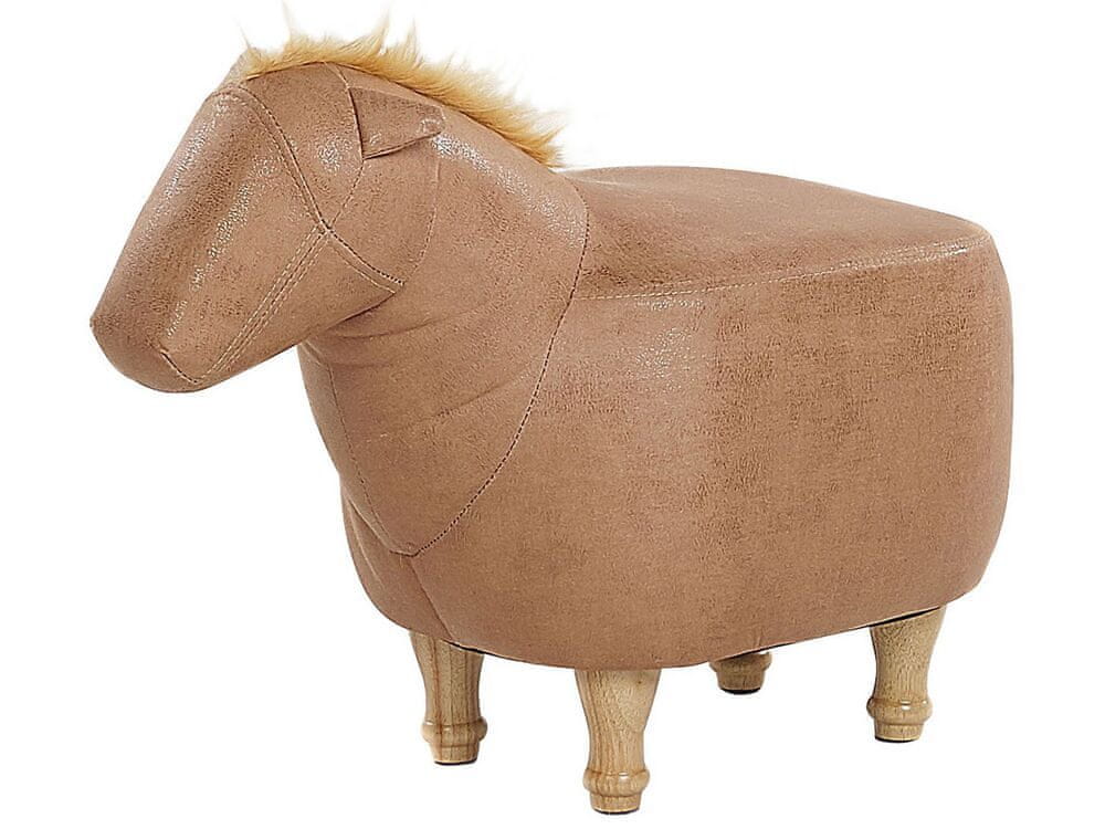 Beliani Zvieracia stolička béžová z umelej kože HORSE