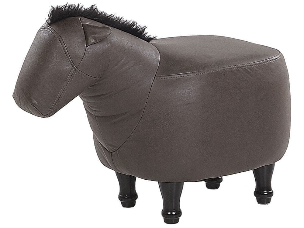 Beliani Zvieracia stolička tmavohnedá z umelej kože HORSE