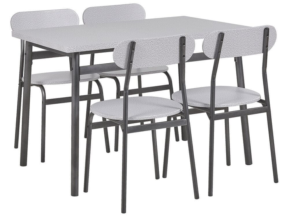 Beliani Jedálenská súprava stola a 4 stoličiek sivá/čierna VELDEN