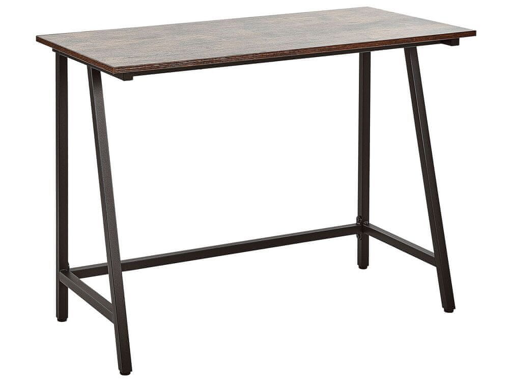 Beliani Písací stôl z tmavého dreva 100 x 50 cm čierny VILSECK
