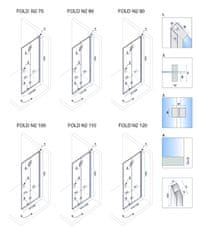 REA Fold N2, sprchový kút so skladacími dverami 120(dvere) x 120(dvere), 6mm číre sklo, chrómový profil, KAB-00020