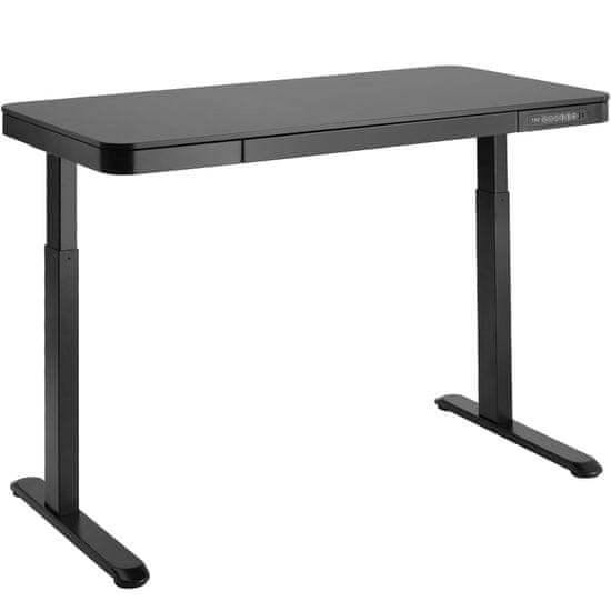 tectake Elektricky výškovo nastaviteľný písací stôl Zola 120,4x60,4x72-122cm - čierna