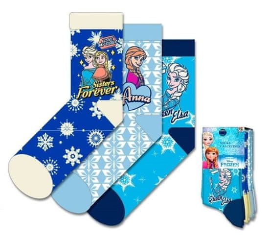 EUROSWAN Dievčenské vysoké ponožky Sisters Frozen 3ks v balení tyrkysová