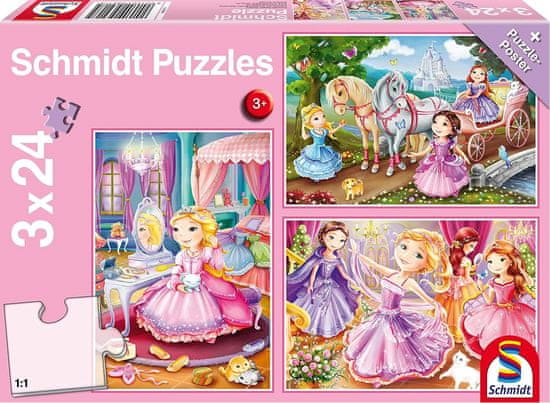 Schmidt Puzzle Rozprávkové princezné 3x24 dielikov