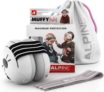 chrániče uší alpine muffy dlhá životnosť ochrana sluchu malých detí elastická čelenka púzdro v balení pohodlné mäkké polstrovanie
