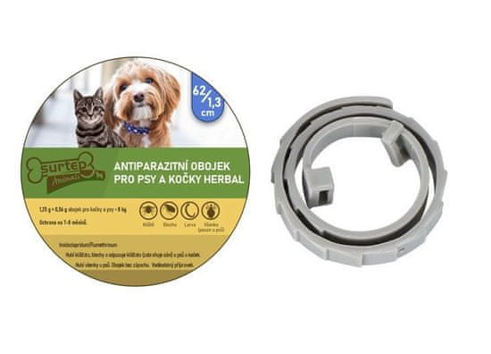 Surtep Animals Antiparazitárny obojok pre psy a mačky Herbal 62/1,3cm