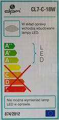DPM Prisadené LED svietidlo, IP20, 18W, 1280lm, 4000K, biele