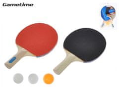 Mikro Trading Gametime sada na stolný tenis drevené pálky 25 cm 2 ks + loptičky 3 ks v blistri