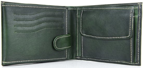 VegaLM Pánska peňaženka z pravej kože, ručne tieňovaná v zelenej farbe