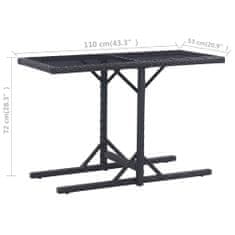Vidaxl Záhradný stôl čierny 110x53x72 cm sklenený a polyratan