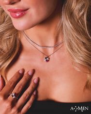 Amen Strieborný náhrdelník pre šťastie Love CLPQUBV (retiazka, prívesok)