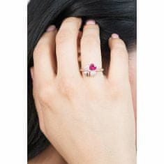Amen Ružovo pozlátený strieborný prsteň so zirkónmi Love RQURR (Obvod 56 mm)