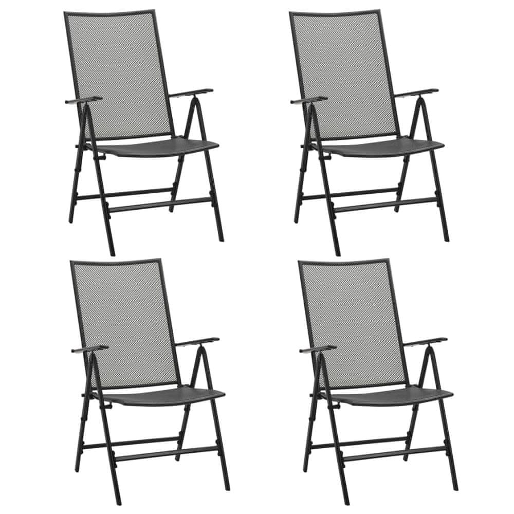 Petromila vidaXL Skladacie sieťovinové stoličky 4 ks oceľové antracitové