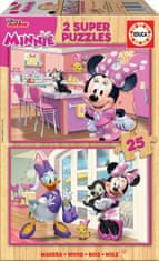 EDUCA Drevené puzzle Minnie 2x25 dielikov