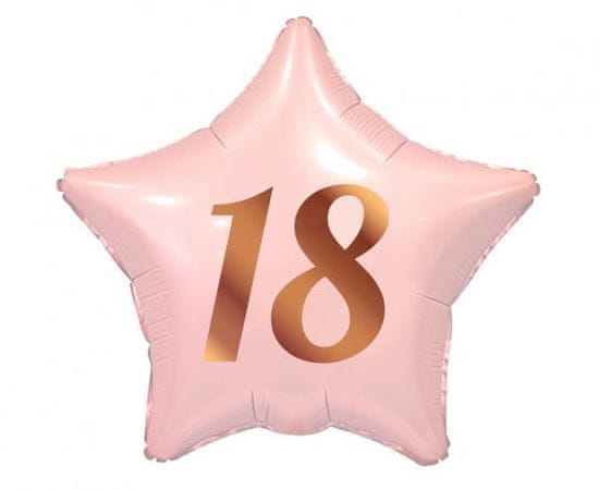 Balón foliový 18. narodeniny - happy birthday - pastelová ružová hviezda - 45 cm