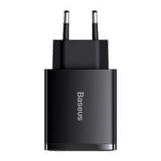 BASEUS Compact sieťová nabíjačka 2x USB / 1x USB-C 3A 30W PD QC, čierna