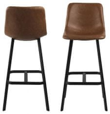 Design Scandinavia Barová stolička Oregon (SET 2ks), syntetická koža, hnedá
