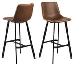 Design Scandinavia Barová stolička Oregon (SET 2ks), syntetická koža, hnedá