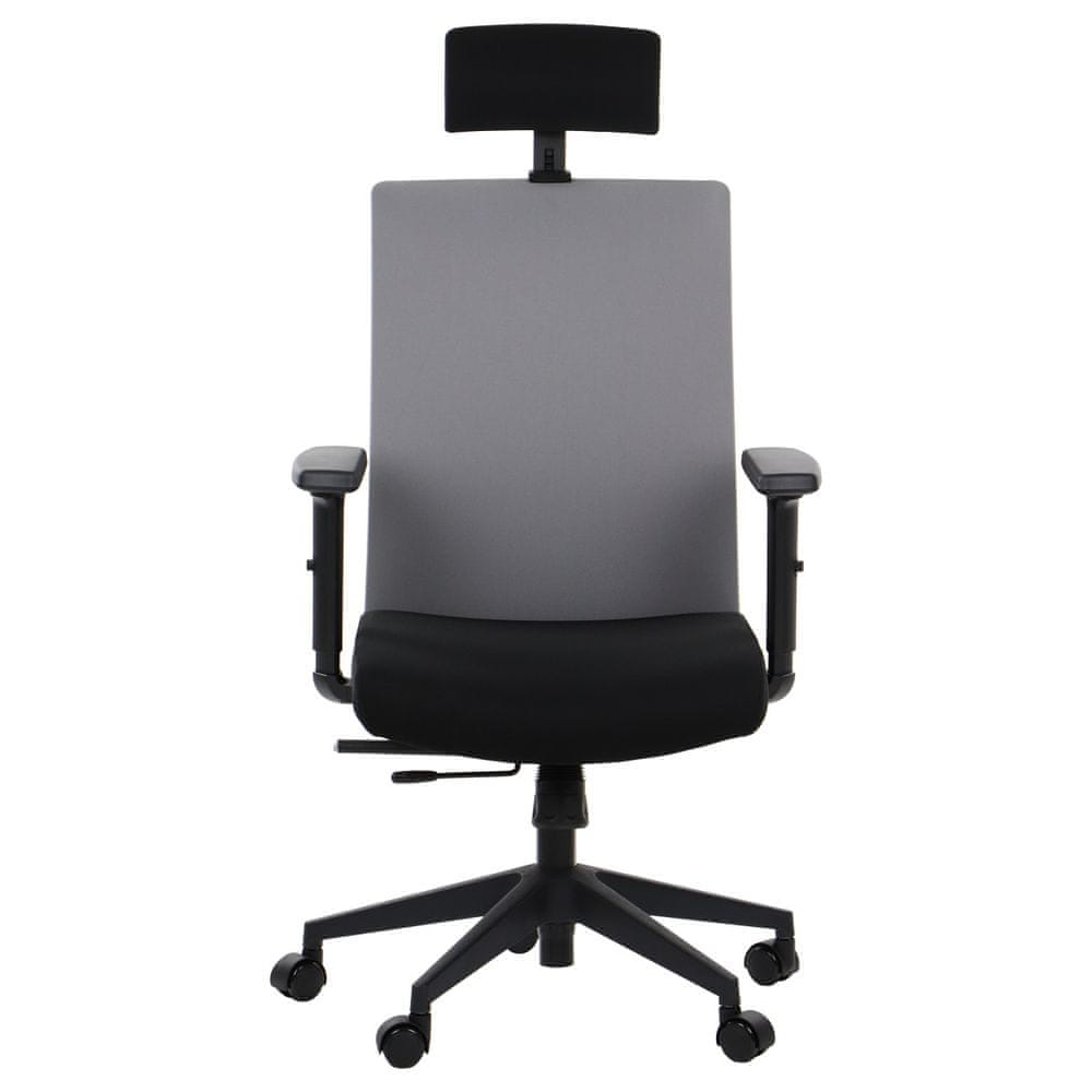 STEMA Otočná ergonomická kancelárska stolička RIVERTON F/H, nylonová základňa, synchrónny mechanizmus, nastaviteľné sedadlo, čierna/šedá