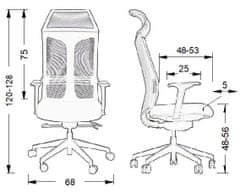 STEMA Otočná stolička s výsuvným sedadlom RYDER GRAY MECHANIZMUS SAMOZAVÁDZANIE