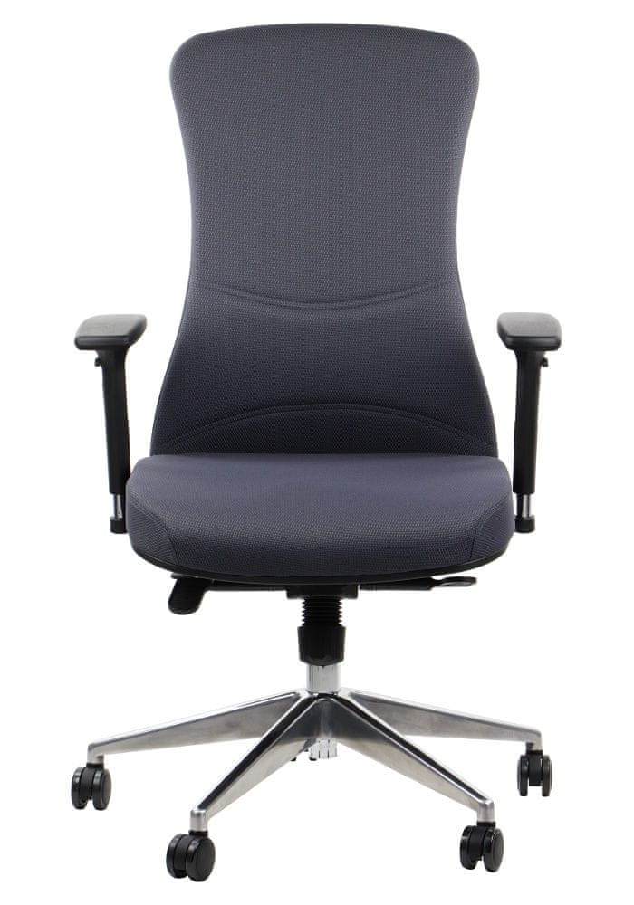 STEMA Otočná ergonomická kancelárska stolička KENTON, hliníková základňa, synchrónny mechanizmus, nastaviteľné sedadlo, šedá