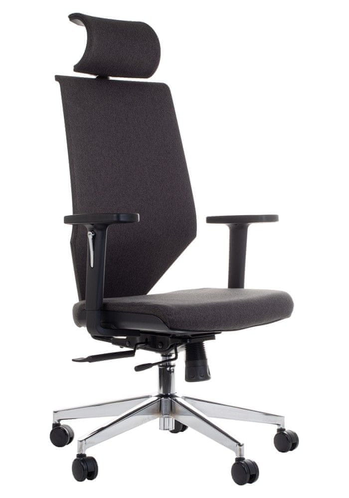 STEMA Otočná ergonomická kancelárska stolička ZN-805-C, hliníková základňa, synchrónny mechanizmus, nastaviteľné sedadlo a operadlo, šedá farba