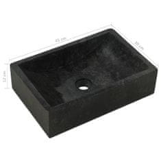 Petromila vidaXL Kúpelňová skrinka tíkový masív s umývadlami mramor čierny