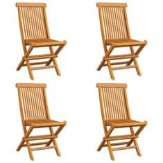Vidaxl Záhradné stoličky so sivohnedými podložkami 4 ks tíkový masív