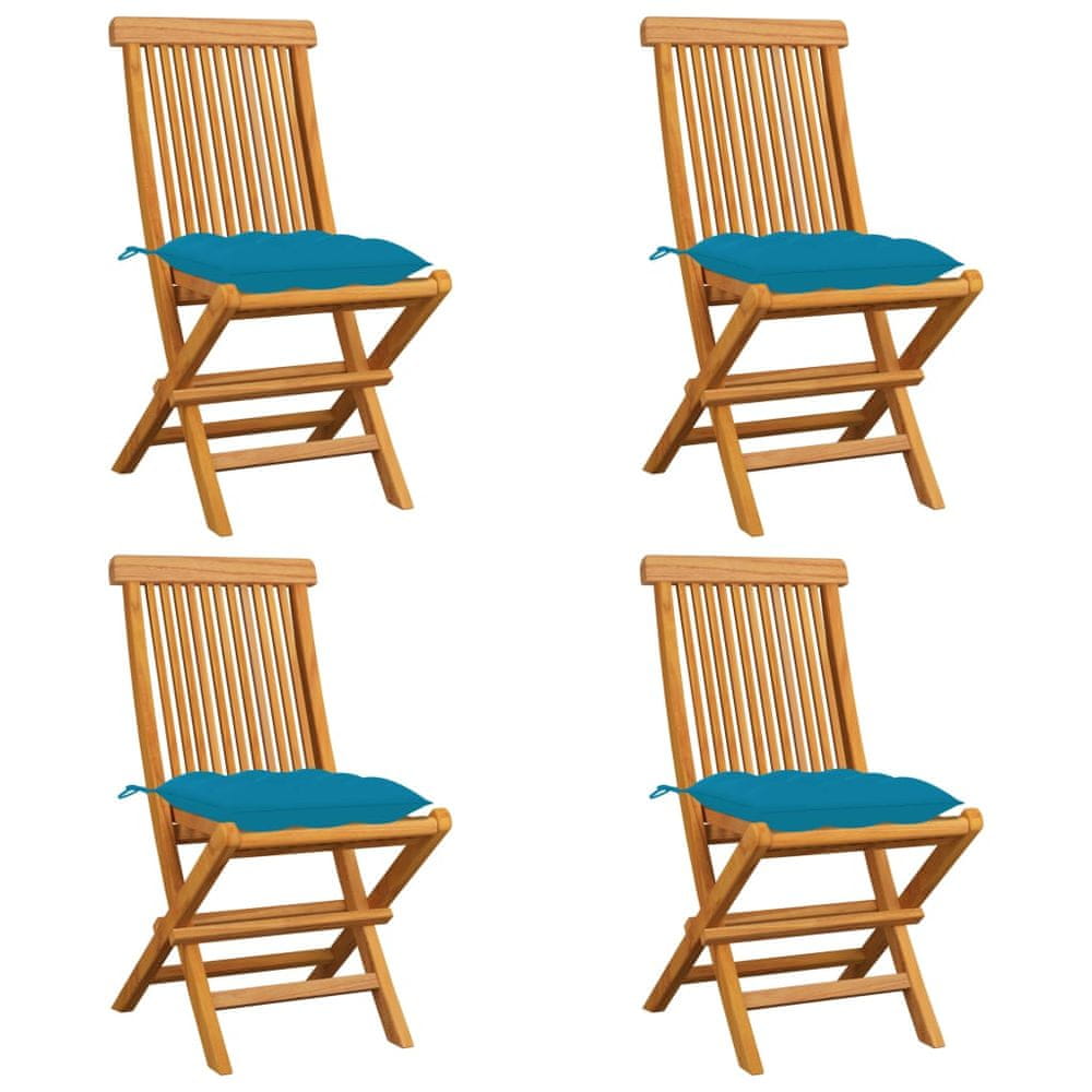 Petromila vidaXL Záhradné stoličky s bledomodrými podložkami 4 ks tíkový masív