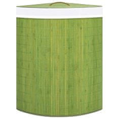 Vidaxl Rohový bambusový kôš na bielizeň, zelený 60 l