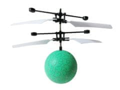 commshop Vrtuľníková guľa s LED zelená