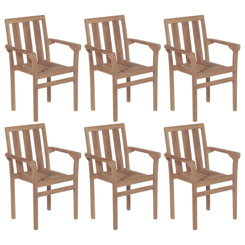 Petromila vidaXL Stohovateľné záhradné stoličky 6 ks tíkový masív