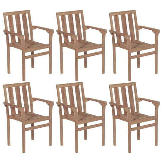 Vidaxl Stohovateľné záhradné stoličky 6 ks tíkový masív