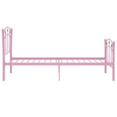 Petromila vidaXL Rám postele s futbalovým dizajnom ružový kov 90x200 cm