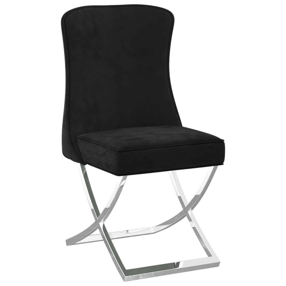 Vidaxl Jedálenská stolička čierna 53x52x98 cm zamat a nehrdzavejúca oceľ