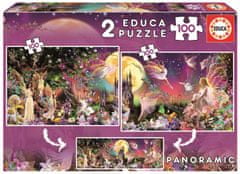 EDUCA Puzzle Panorama Rozprávkové víly 2x100 dielikov