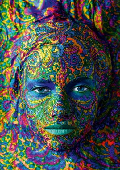 Blue Bird Puzzle Face Art: Portrét ženy 1000 dielikov