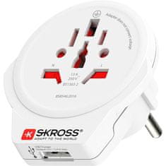 Skross cestovný adaptér Europe USB pre cudzincov v SR, USB-A, 12W, typ E/F, PA30USB